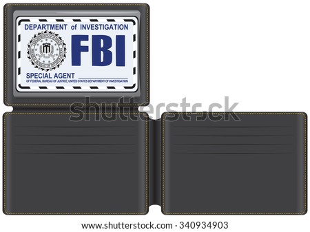 Wallet FBI Special Agent, with space for credit cards and plastic cover for identification.