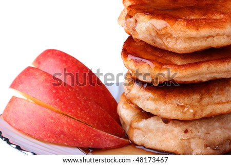 Light meal - Pancake and apples with honey.