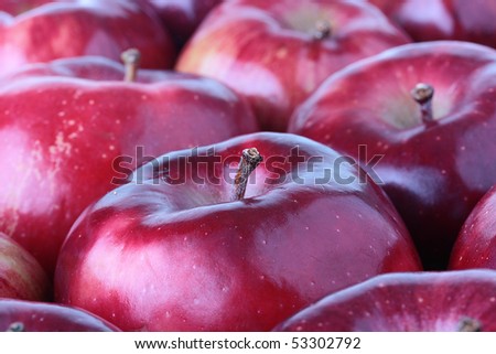 Crop of red apples. Sharpness on one of apples.