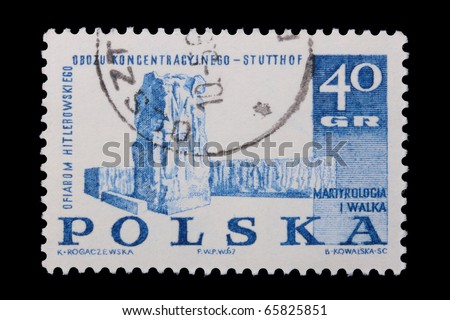POLAND - CIRCA 1968: A stamp is printed in Poland, Camp Koncentracyinego, let out circa in 1968.