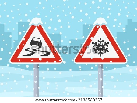 Similar – Image, Stock Photo slippery snow covered road in a forest area