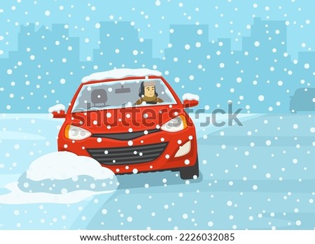 Similar – Image, Stock Photo slippery snow covered road in a forest area