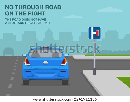 Safe car driving tips and traffic regulation rules. Back view of a car turning right. 