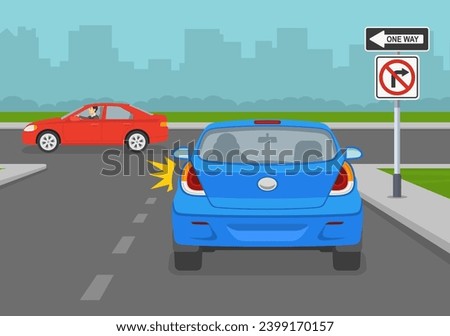 Similar – Image, Stock Photo One-way street signs at the corner of a house. One-way street