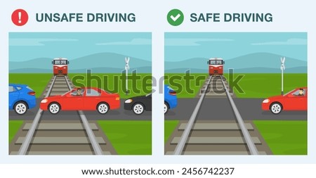 Similar – Image, Stock Photo Level crossing and stop sign in the snow at night