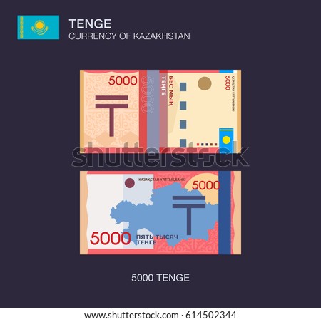 Currency of Kazakhstan. Kazakh five thousand tenge. Flat vector illustration template.