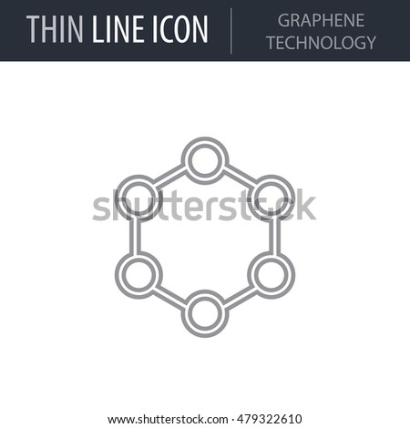 Symbol of Graphene Technology Thin line Icon of Future Technology. Stroke Pictogram Graphic for Web Design. Quality Outline Vector Symbol Concept. Premium Mono Linear Beautiful Plain Laconic Logo.