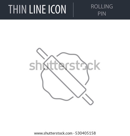 Symbol of Rolling Pin. Thin line Icon of Kitchen Utensils. Stroke Pictogram Graphic for Web Design. Quality Outline Vector Symbol Concept. Premium Mono Linear Beautiful Plain Laconic Logo