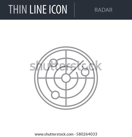 Symbol of Radar. Thin line Icon of Airline. Stroke Pictogram Graphic for Web Design. Quality Outline Vector Symbol Concept. Premium Mono Linear Beautiful Plain Laconic Logo