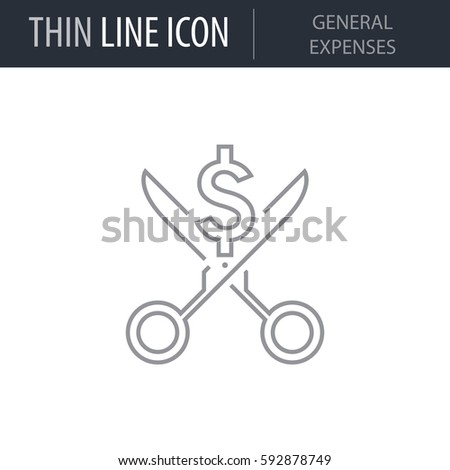 Symbol of General Expenses. Thin line Icon of Icons Of Startup And Development. Stroke Pictogram Graphic for Web Design. Quality Outline Vector Symbol Concept. Premium Mono Linear Beautiful Plain