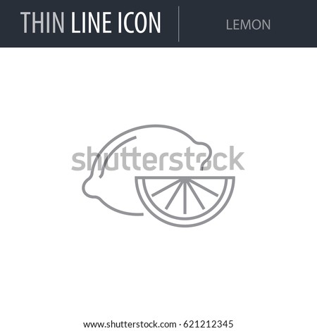 Symbol of Lemon. Thin line Icon of Food. Stroke Pictogram Graphic for Web Design. Quality Outline Vector Symbol Concept. Premium Mono Linear Beautiful Plain Laconic Logo