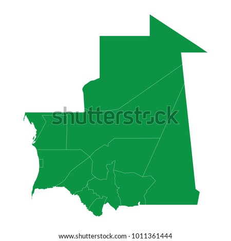 Mauritania map isolated on transparent background. high detailed Green map of Mauritania. Vector illustration eps 10. Blank Green similar Mauritania map isolated on white background.