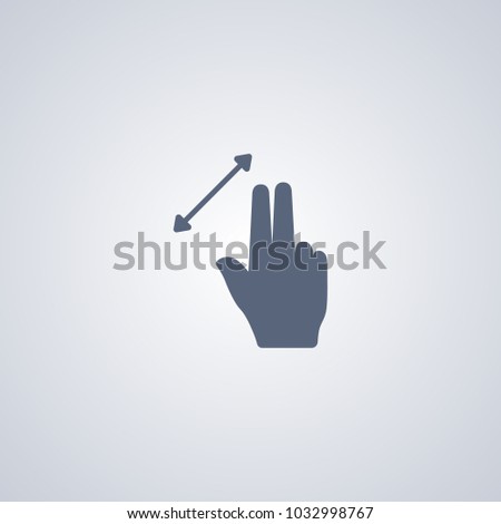 Zoom with two fingers flat icon on gray background