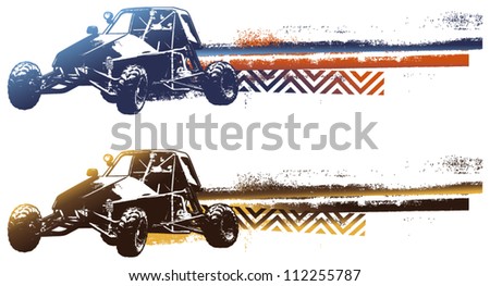 racing sand car with grunge background