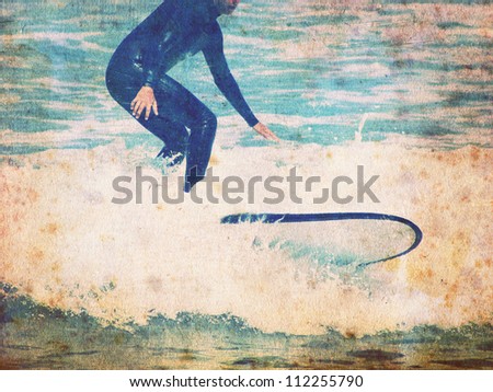 vintage surf background with rider