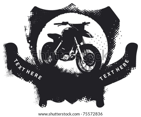 motocross grunge shield with two banners