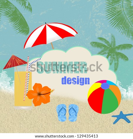 Retro summer design grunge poster, vector illustration