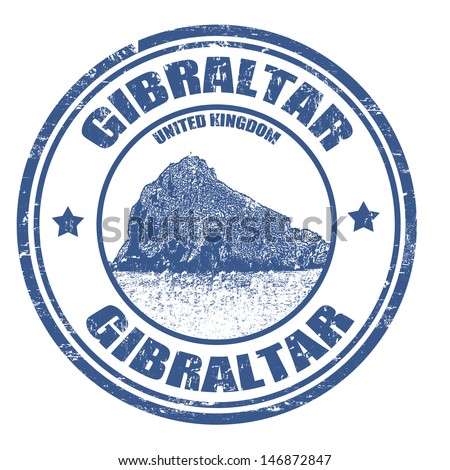 Grunge rubber stamp with rock and the word Gibraltar inside, vector illustration