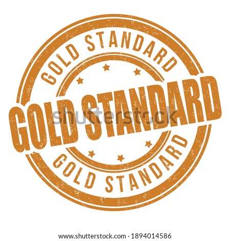 Gold standard grunge rubber stamp on white background, vector illustration