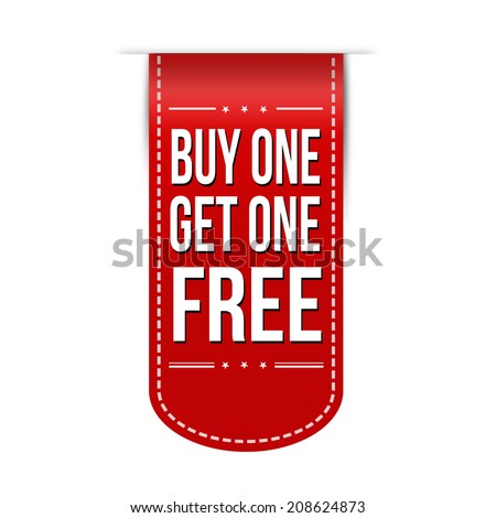 Buy One Get One Free banner design over a white background, vector illustration