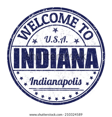 Welcome to Indiana grunge rubber stamp on white background, vector illustration
