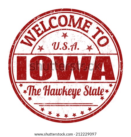 Welcome to Iowa grunge rubber stamp on white background, vector illustration