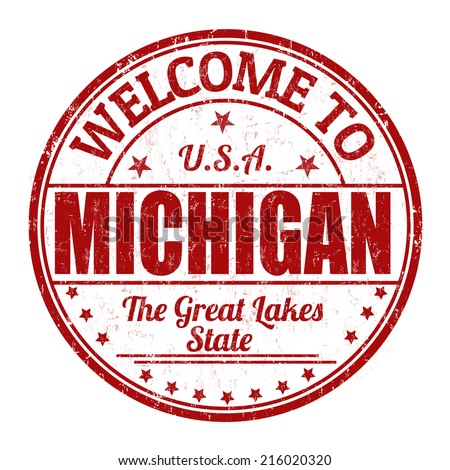 Welcome to Michigan grunge rubber stamp on white background, vector illustration