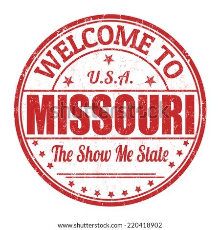 Welcome to Missouri grunge rubber stamp on white background, vector illustration