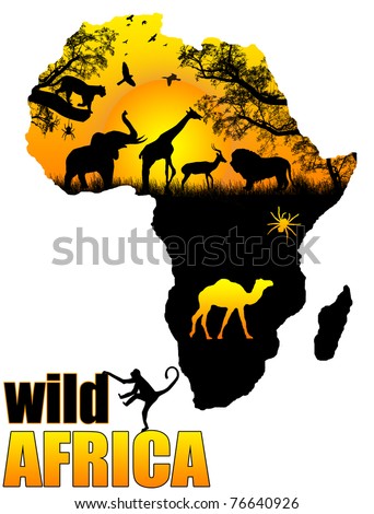 Wild Africa Poster Background, Vector Illustration - 76640926 ...