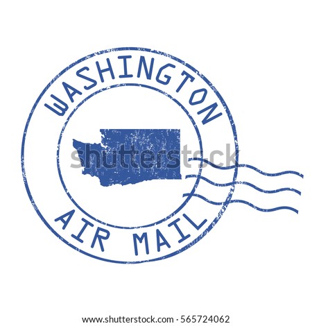 Washington post office, air mail, grunge rubber stamp on white background, vector illustration