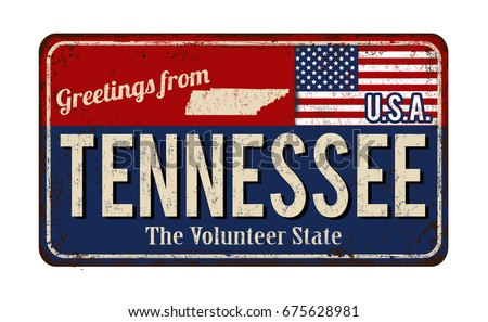 Greetings from Tennessee vintage rusty metal sign on a white background, vector illustration