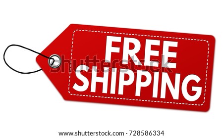 Free shipping red label or price tag on white background, vector illustration