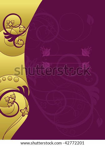 Gold And Purple Floral Background Stock Vector Illustration 42772201 ...