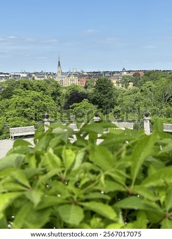 Similar – Image, Stock Photo Picturesque cityscape with blue sky on sunny day