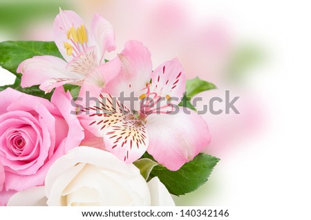 Background with beautiful bouquet of pink flowers