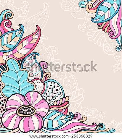 Decorative abstract hand drawn floral  background