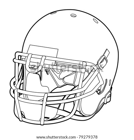 American Football Helmet (Outline Vector Illustration) - 79279378 ...
