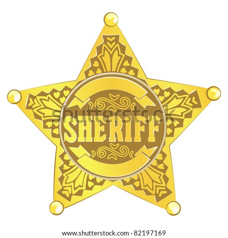 Gold Vector Sheriff Star On White Background - 82197169 : Shutterstock