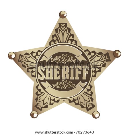brown vector  Sheriff star on white background