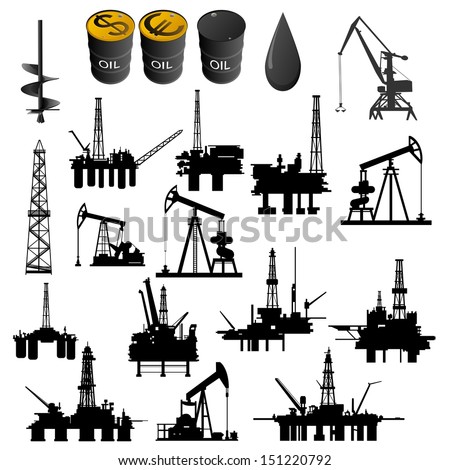 Oil facilities. Black-and-white illustration on a white background.