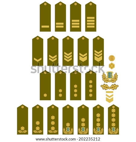 Military ranks and insignia of the world. Illustration on white background.