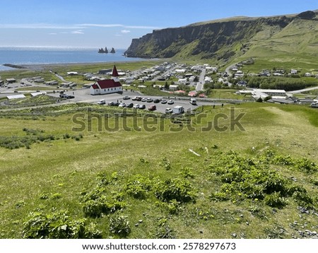 Similar – Image, Stock Photo Small coastal village with cottages in bay near snowy mountains