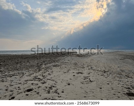 Similar – Image, Stock Photo Sunset sky over coastal city and sea