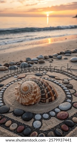 Similar – Image, Stock Photo Decorative stones and seashells on tray near dirt
