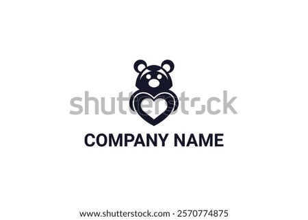 Creative Iconic Bear Love Logo Design Vector Illustration