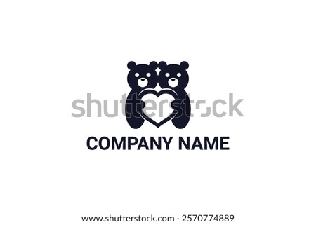 Creative Iconic Bear Love Logo Design Vector Illustration