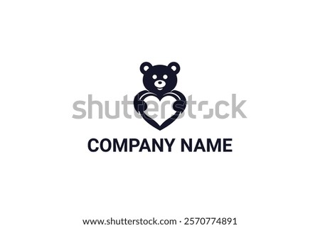 Creative Iconic Bear Love Logo Design Vector Illustration