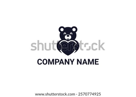 Creative Iconic Bear Love Logo Design Vector Illustration