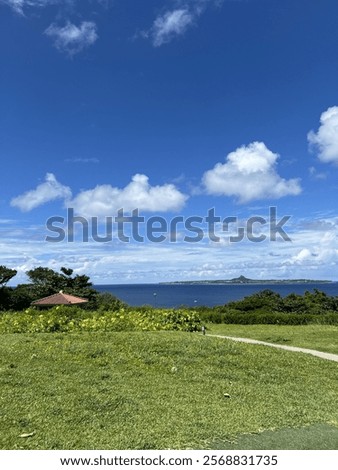 Similar – Image, Stock Photo Picturesque scenery of coastal town surrounded by sea