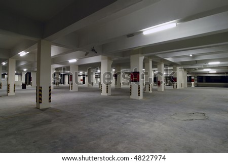 An empty underground car park